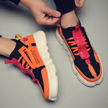 Fashion Summer Flying Woven Men's Breathable Mesh Board Shoes