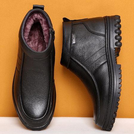 Men's Cotton Shoes Plus Velvet Warm Leather Shoes